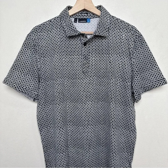 J. Lindeberg  Mens Xlarge Tour Tech Slim Fit Geometric Print Polo Shirt - Picture 2 of 11